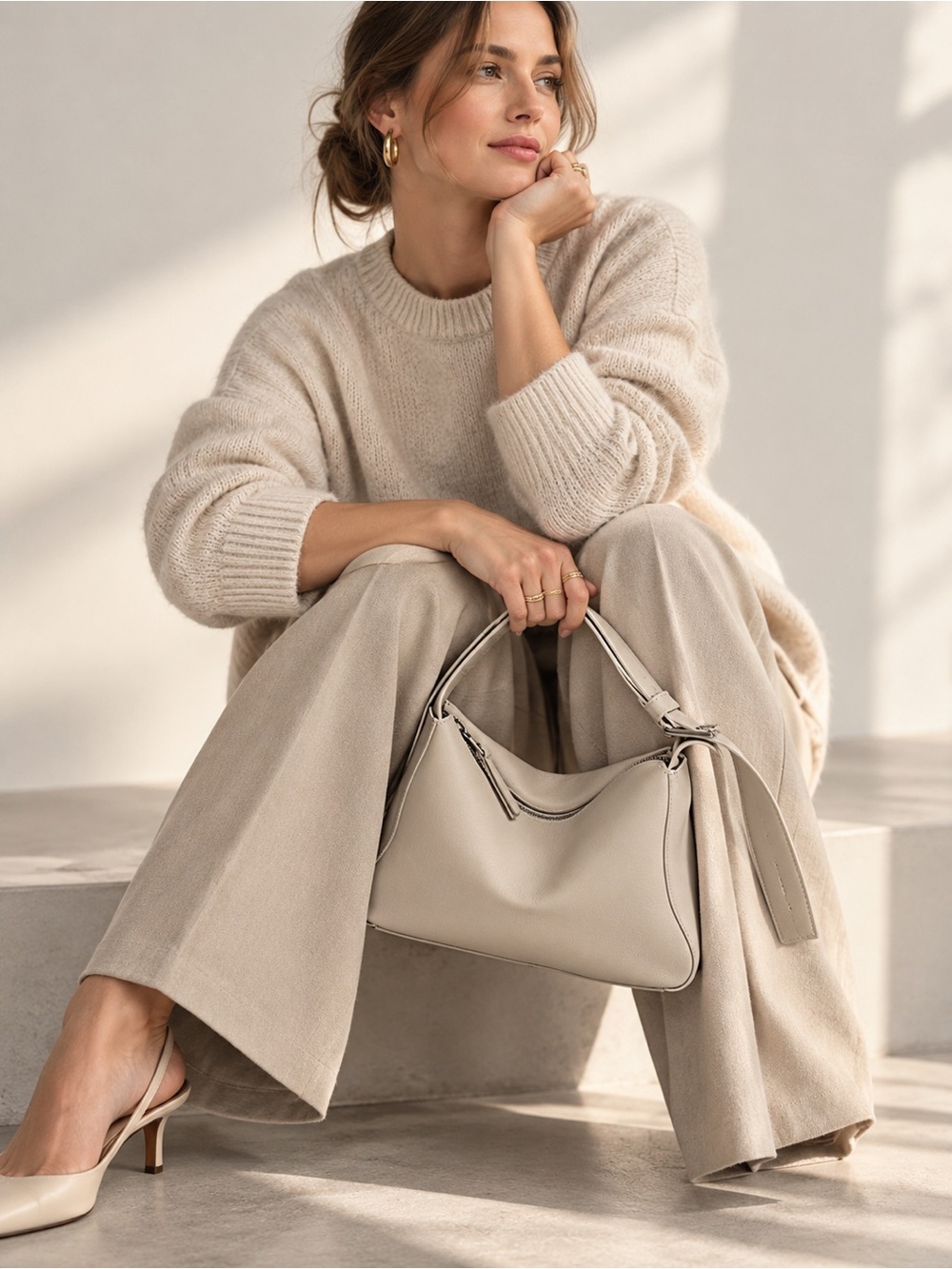NWT Napa Leather Bag | Chalk